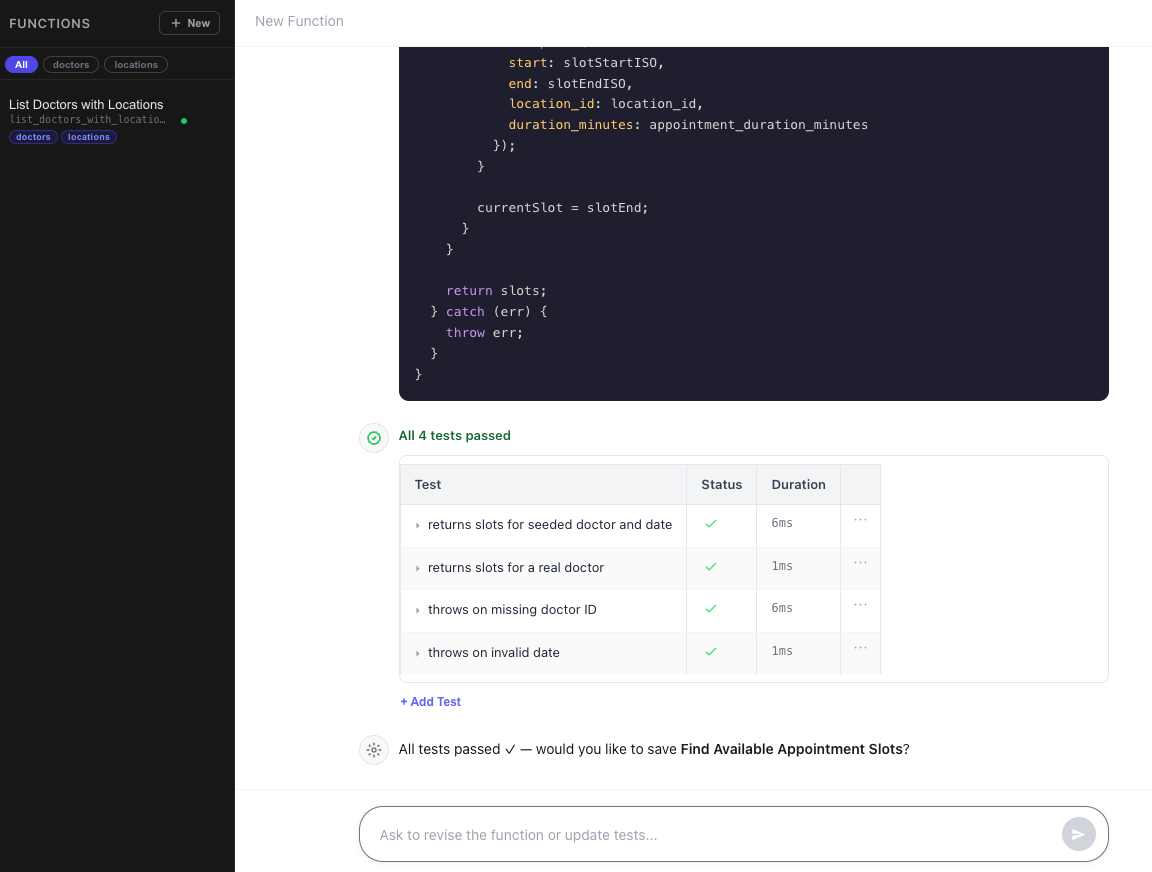 WarmTag Console — Functions builder